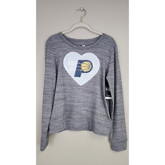 Indiana Pacers Grey Long sleeve Sequin Heart Top XL - Picture 1 of 5